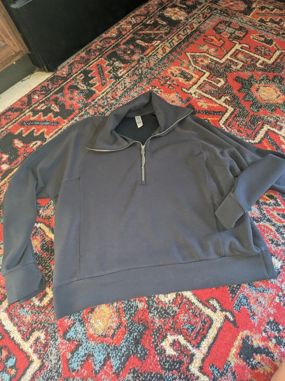 SPANX Black Half-Zip Turtleneck Pullover